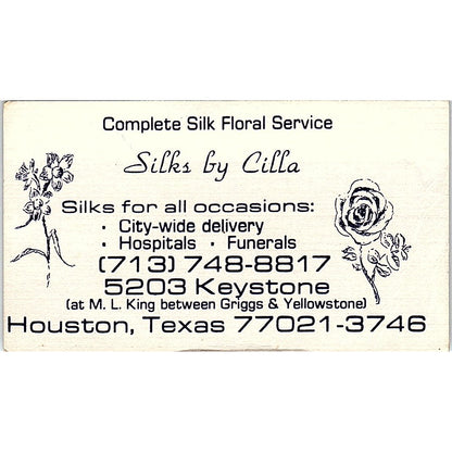 Complete Silk Floral Service, Silks by Cilla Houston, Texas Business Card SF3-B8