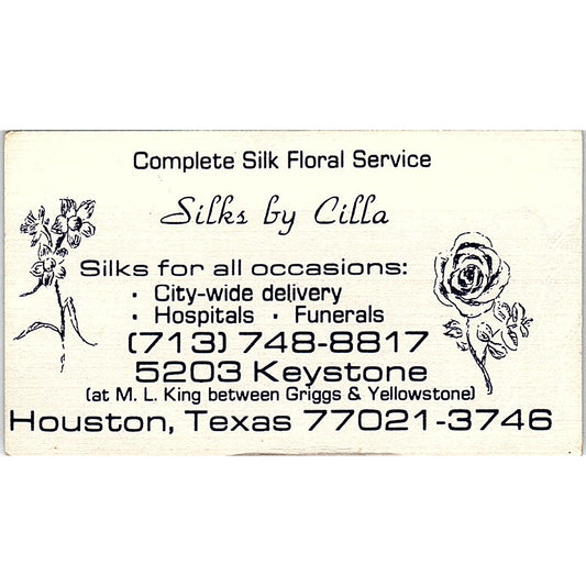 Complete Silk Floral Service, Silks by Cilla Houston, Texas Business Card SF3-B8