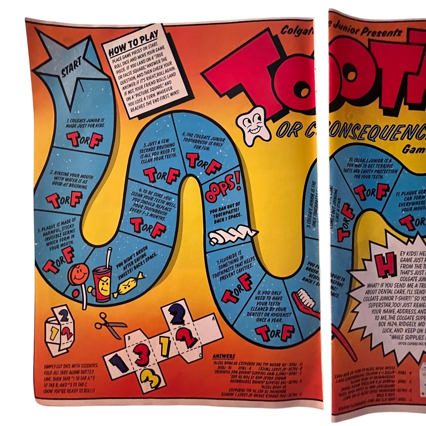 Colgate Toothpaste - Tooth or Consequences Game 1989 Ad B25
