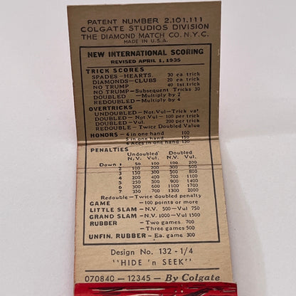 Scotty Dog International Card Game Scoring 1935 Matchbook Cover TB8-MB-10