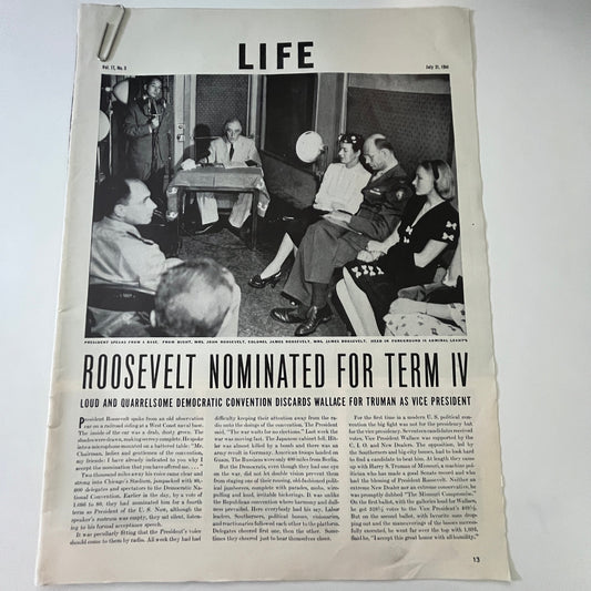 FDR Roosevelt Nominated for Term IV 3 Pages 1940s WWII Era Article V29-5