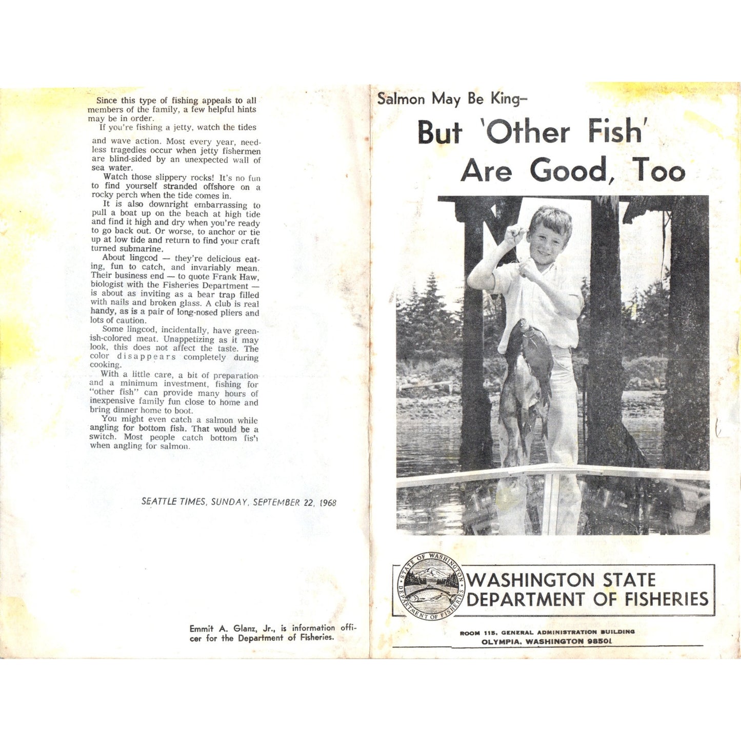 1968 Washington State Department of Fisheries Salmon Fishing Bulletin AD8-R7