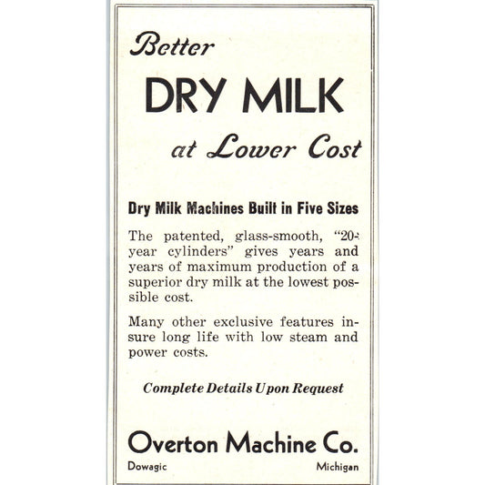 Overton Machine Co Dowagiac MI, Gopher Chemical Co St. Paul MN 1953 Ad AE9-DC1
