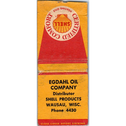 Egdahl Oil Company Shell Oil Wausau WI Vintage Matchbook Cover SD4-Y4