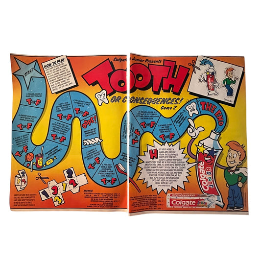 Colgate Toothpaste - Tooth or Consequences Game 1989 Ad B25