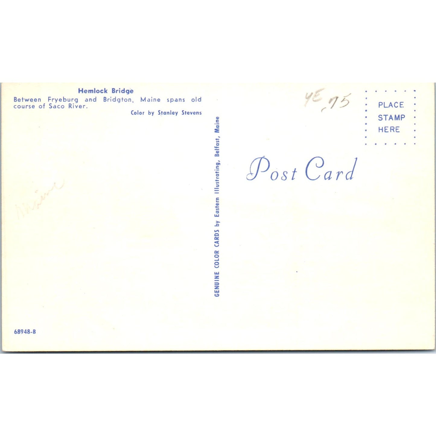 Hemlock Bridge Fryeburg Bridgton Maine Saco River Covered Bridge Postcard PC1