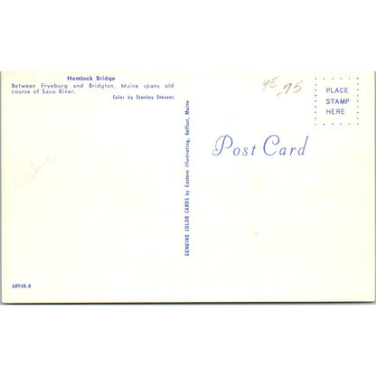 Hemlock Bridge Fryeburg Bridgton Maine Saco River Covered Bridge Postcard PC1