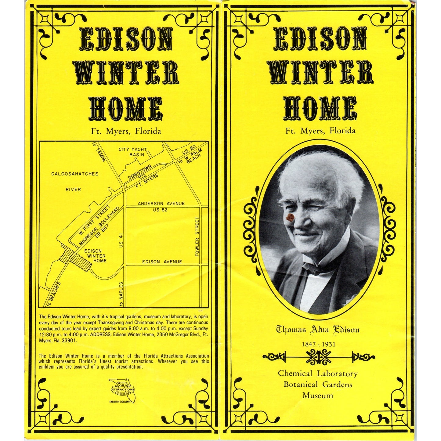 Vintage Edison Winter Home Fort Myers Florida Brochure TF4-B3