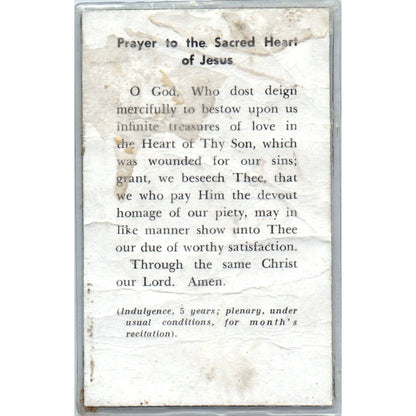 Prayer to the Sacred Heart of Jesus Vintage Catholic Prayer Card TH2-PC1