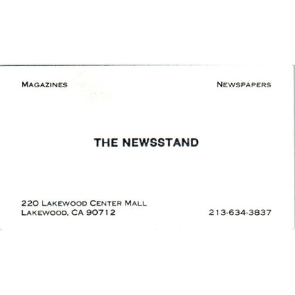 The Newsstand Lakewood Center Mall Lakewood CA Vintage Business Card SD8-B20