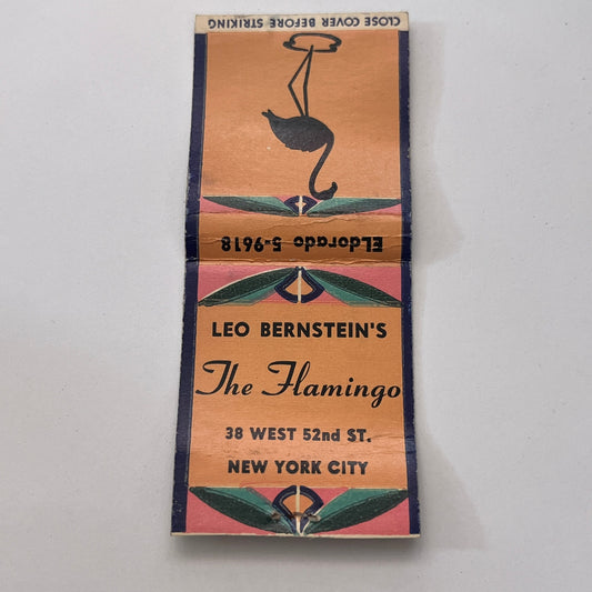 Leo Bernstein's The Flamingo New York City Vintage Matchbook Cover TB8-MB-12