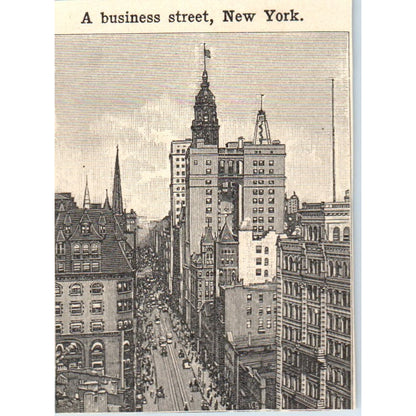A Business Street in New York 1901 Engraving AF2-T8