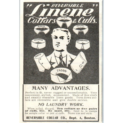 Linene Reversible Collar Co Boston c1905 Original Magazine Advertisement AE7-A2