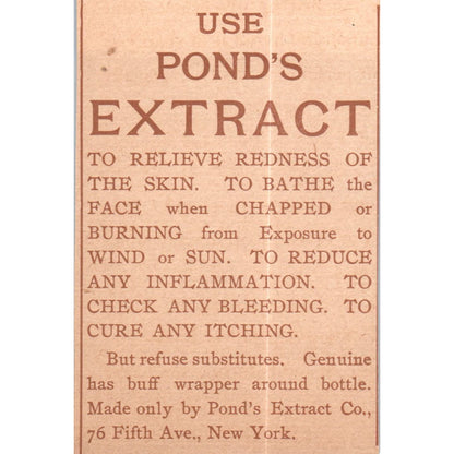 Use Pond's Extract - Pond's Extract Co NY c1890 Victorian Ad AE8-CH7