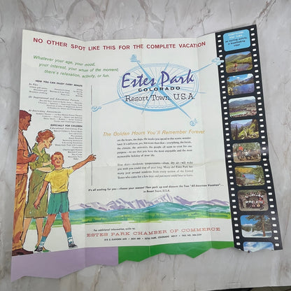 c1960 Estes Park Colorado Fold Out Map and Travel Brochure AE4