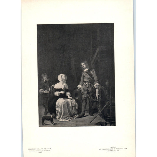 An Officer and a Young Lady - Metsu c1905 Art Print D14