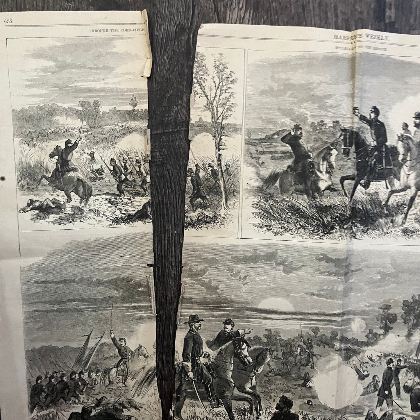 Battle of Antietam Burnside Holding Hill Original 1863 Civil War Engraving C70