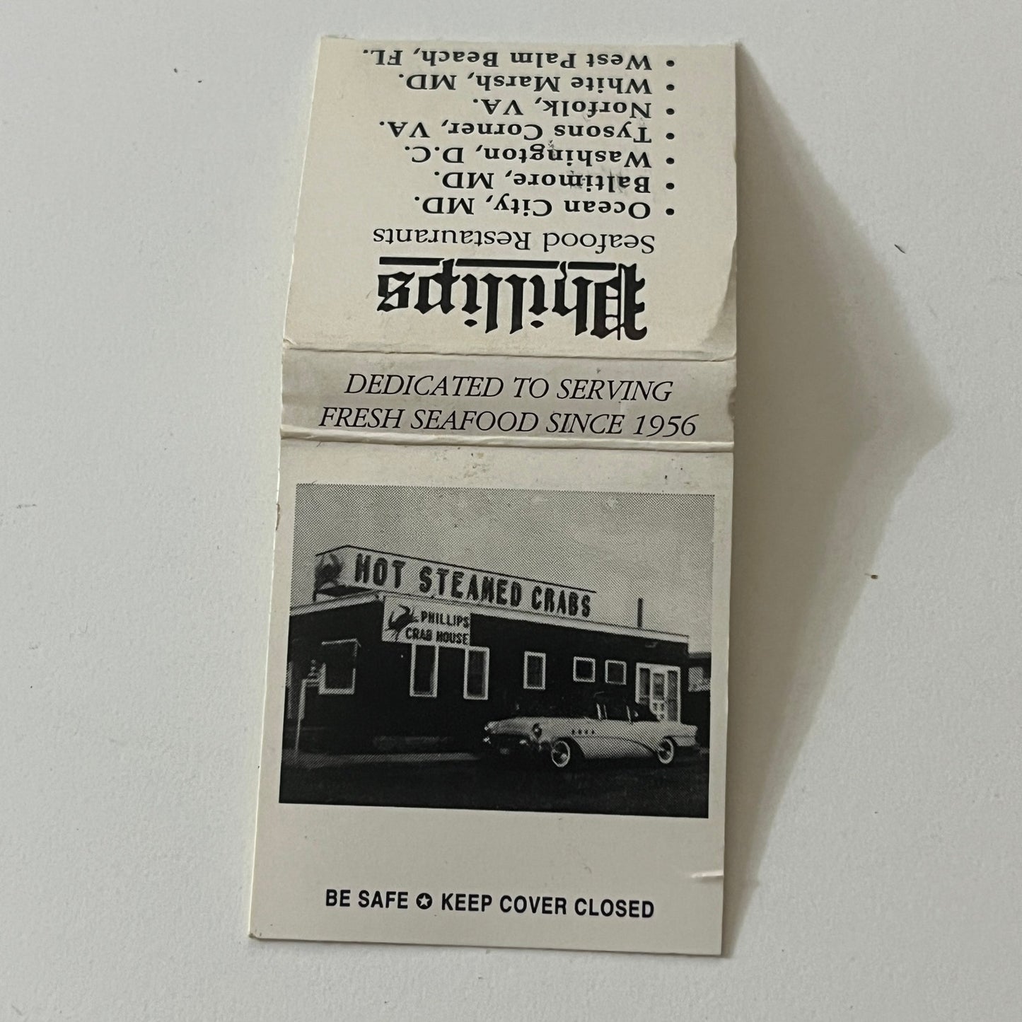 Phillips Seafood Crab House Ocean City MD Vintage Matchbook TB6-MB2-11