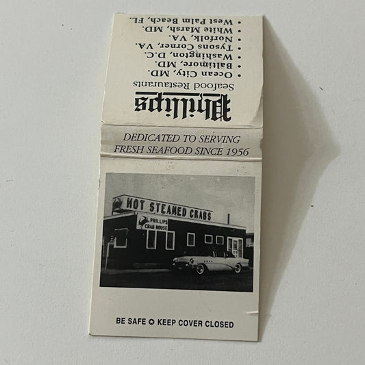 Phillips Seafood Crab House Ocean City MD Vintage Matchbook TB6-MB2-11