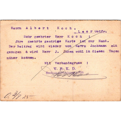 Hinrich Haase Agencies Oldenburg 1925 German Reich Postcard TE2-GRP