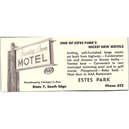 Branding Iron Motel Estes Park CO 1958 Ad AG1-M4