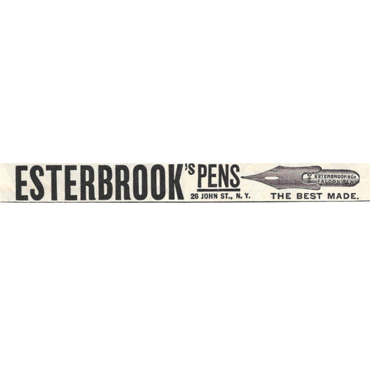 Esterbrook Pens John Street NY c1890 Victorian Ad AE8-CH13