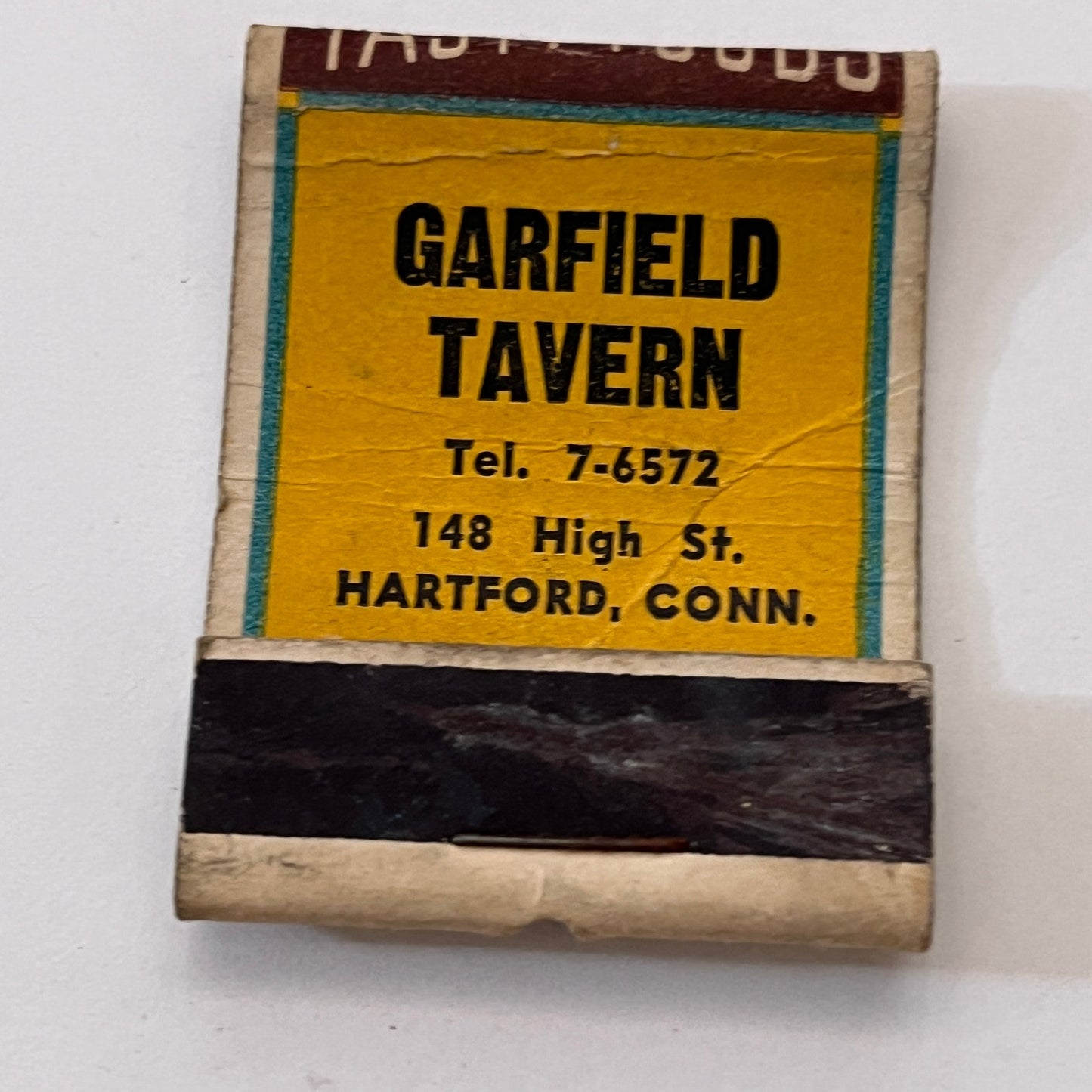 Garfield Tavern 148 High St Hartford CT Vintage Matchbook Cover TB8-MB3-8