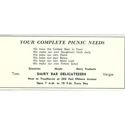 Howard's Restaurant, Dairy Bar Delicatessen 1957 Estes Park CO Ad AG4-M1