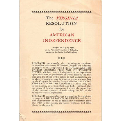 1970s The Prelude to Independence Williamsburg Virginia Travel Pamphlet TF4-BD