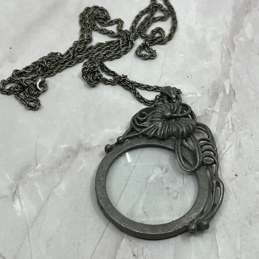 Vintage Art Nouveau Magnifying Glass Pendant Necklace SC1