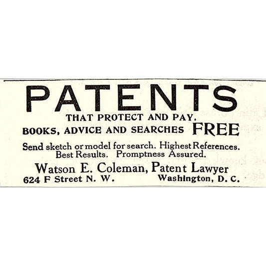 Watson E. Coleman Patent Lawyer Washington DC 1914 Original Ad AF3-Q4