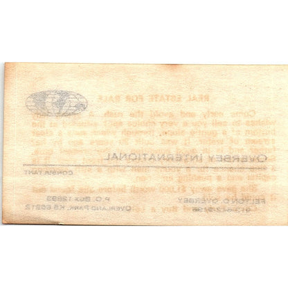 Felton O Overbey International Overland Park KS Vintage Business Card SC9-B2