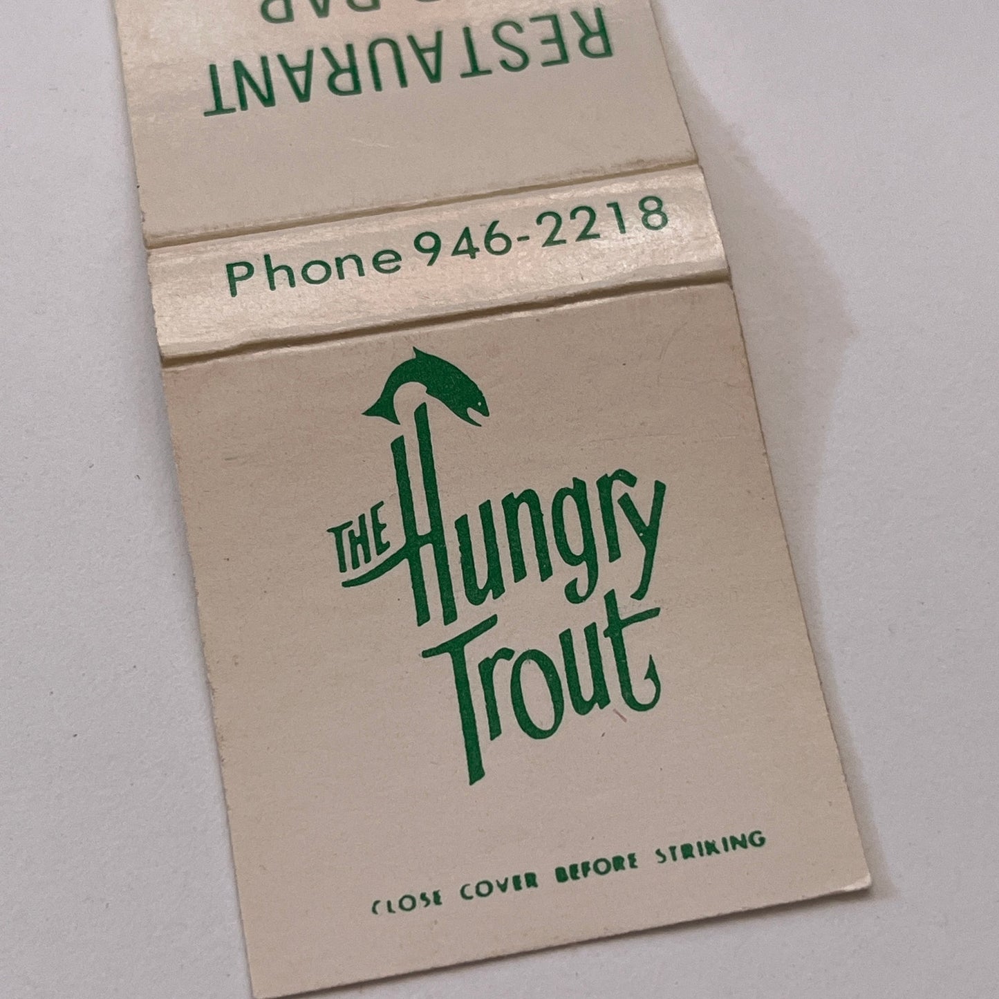 The Hungry Trout Restaurant and Bar Wilmington NY Matchbook Cover TB6-MB1-10