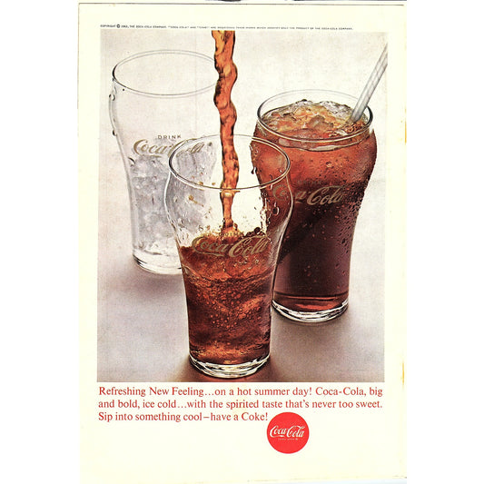 1963 Refreshing Coca-Cola Coke on a Hot Summer Day Vintage Ad 7x10 V5