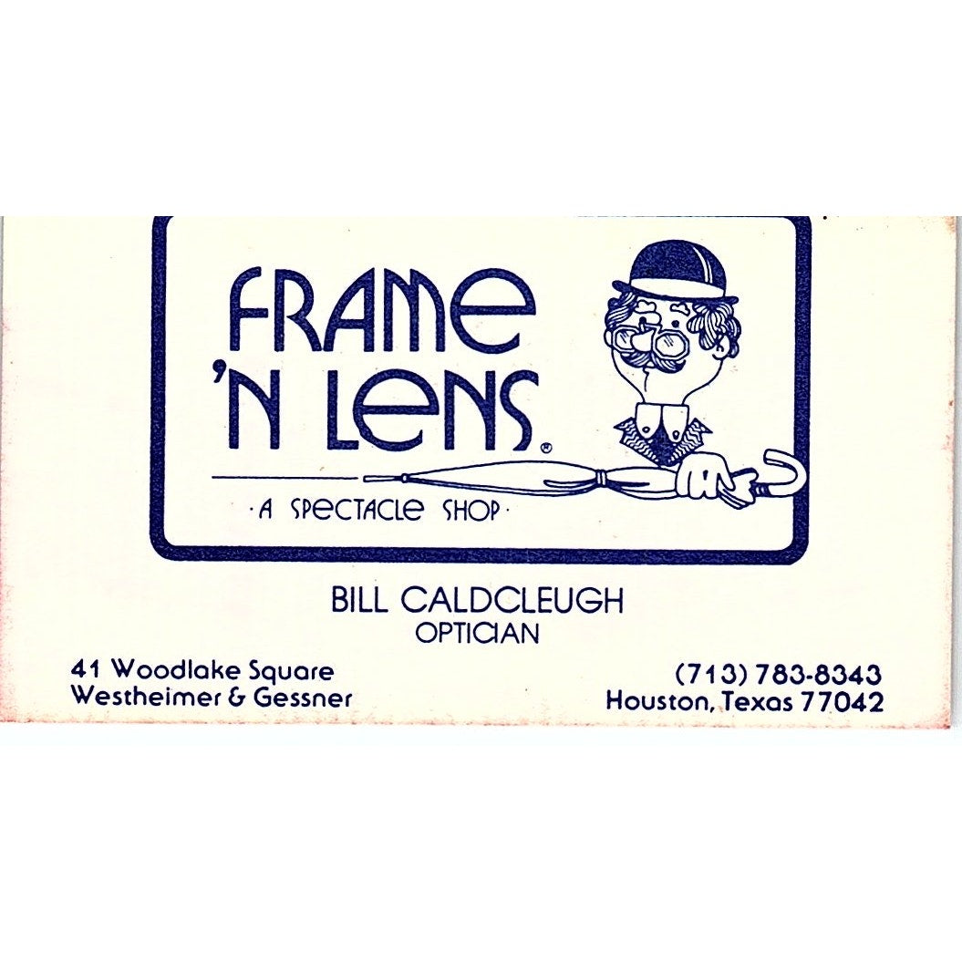 Frame 'N Lens Bill Caldcleugh Houston Texas Vintage Business Card SB4-B3