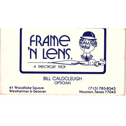 Frame 'N Lens Bill Caldcleugh Houston Texas Vintage Business Card SB4-B3