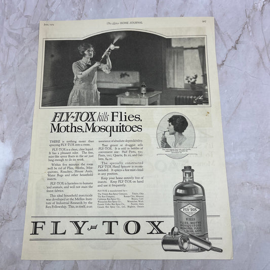 Fly-Tox Mosquito and Bug Killer Toledo OH 1924 Magazine Ad FL6-11