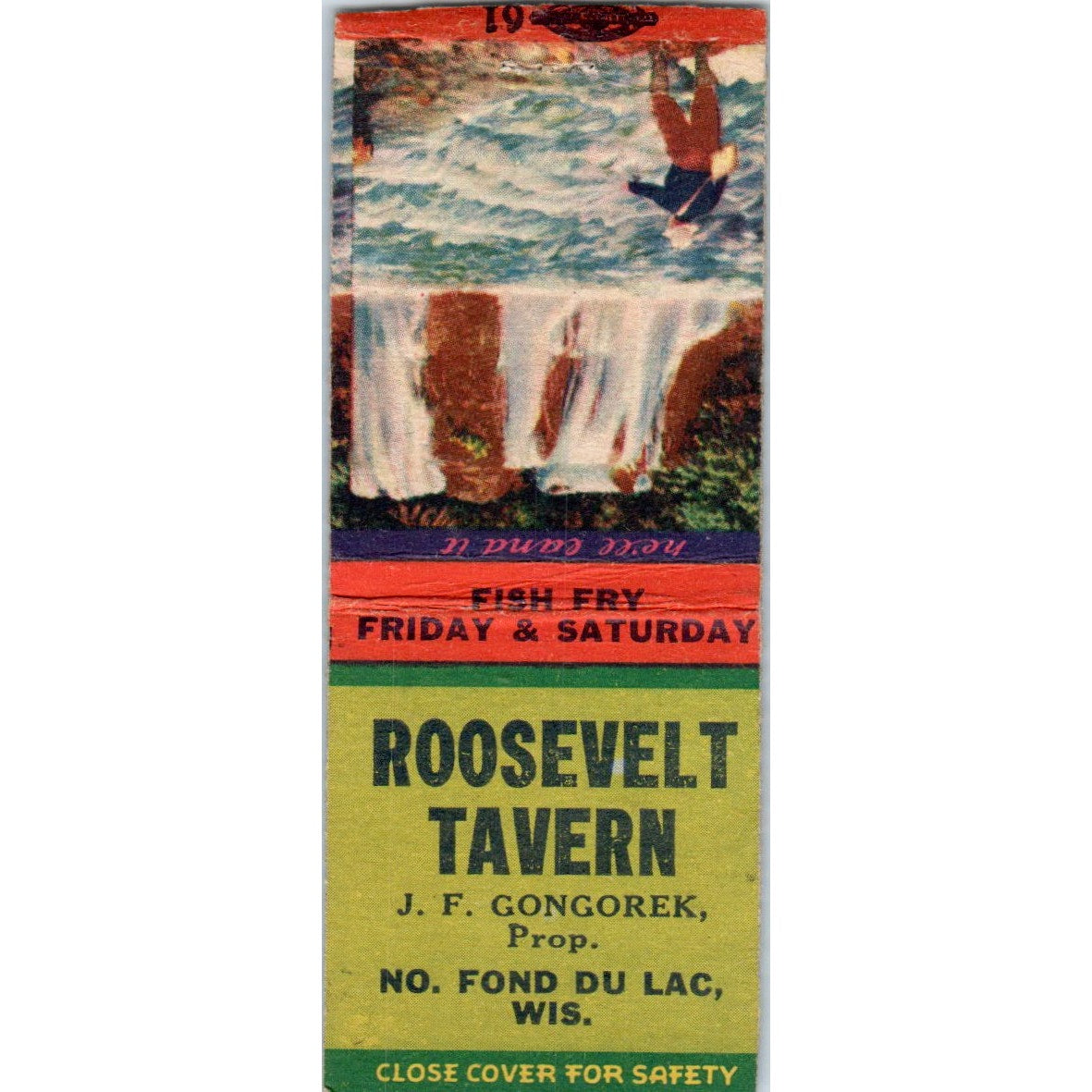 Roosevelt Tavern J.F. Gongorek Fond Du Lac WI Vintage Matchbook Cover SF4-Y8