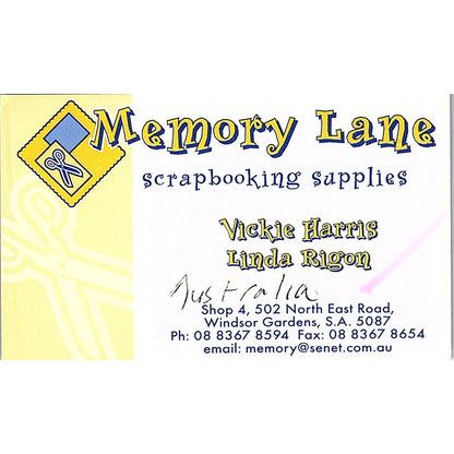 Memory Lane Scrapbooking Harris Rigon Windsor Gardens S.A. Business Card SC9-B11
