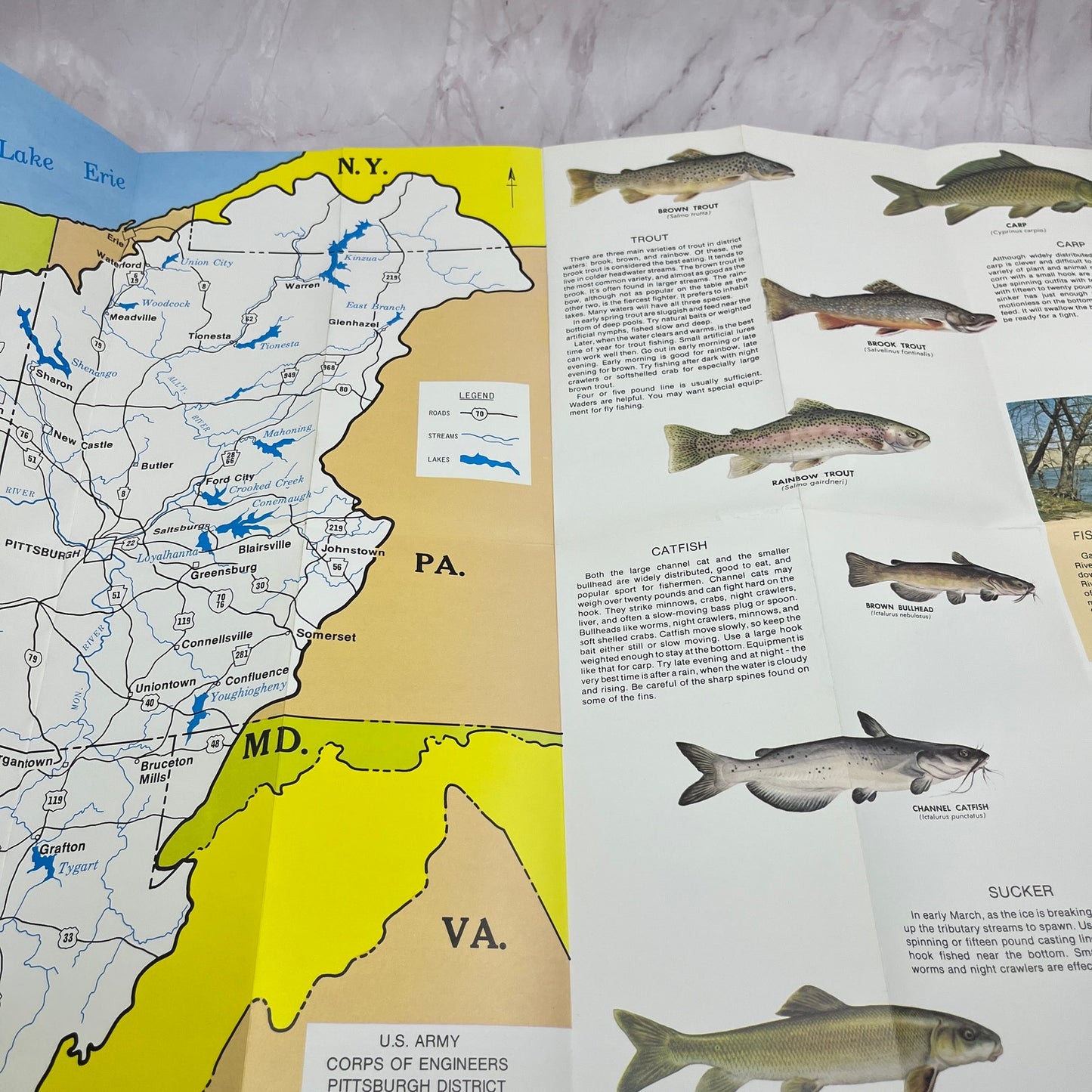 Vintage Hook, Lyin' and Sinker Fisherman's Guide Pittsburgh District Map TH2-MP1