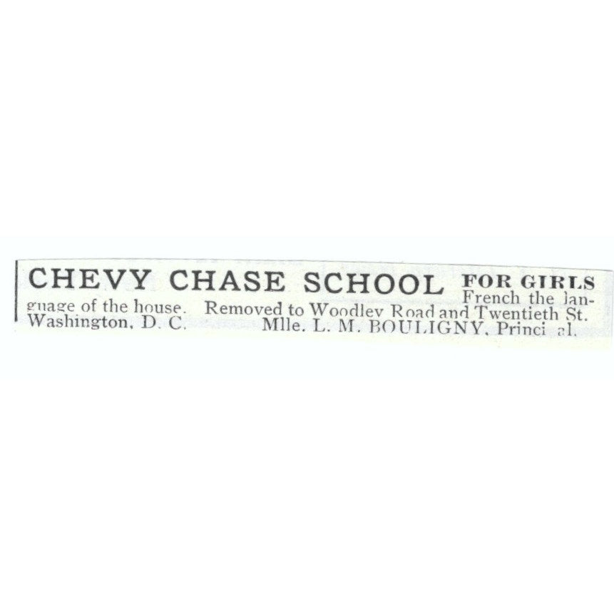 Chevy Chase Girls School L.M. Bouligny Washington DC 1903 Magazine Ad AF7-SS1