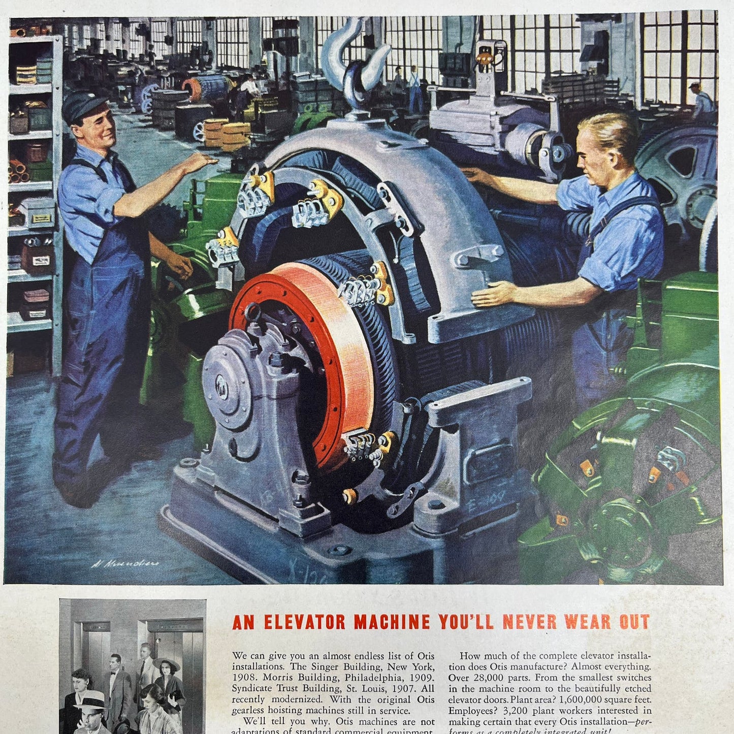Otis Elevator Company Machines NY 1951 Magazine Ad FL6-10
