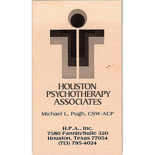 Michael L Pugh Houston Psychotherapy Associates Vintage Business Card SD9-B6