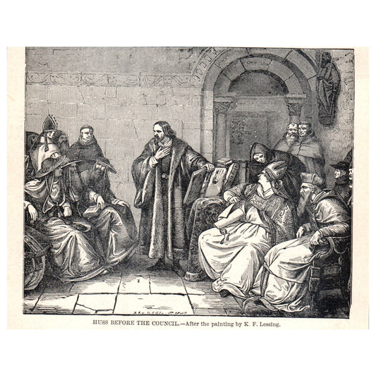Huss Before the Council K.F. Lessig 1911 Engraving Print AF5-7