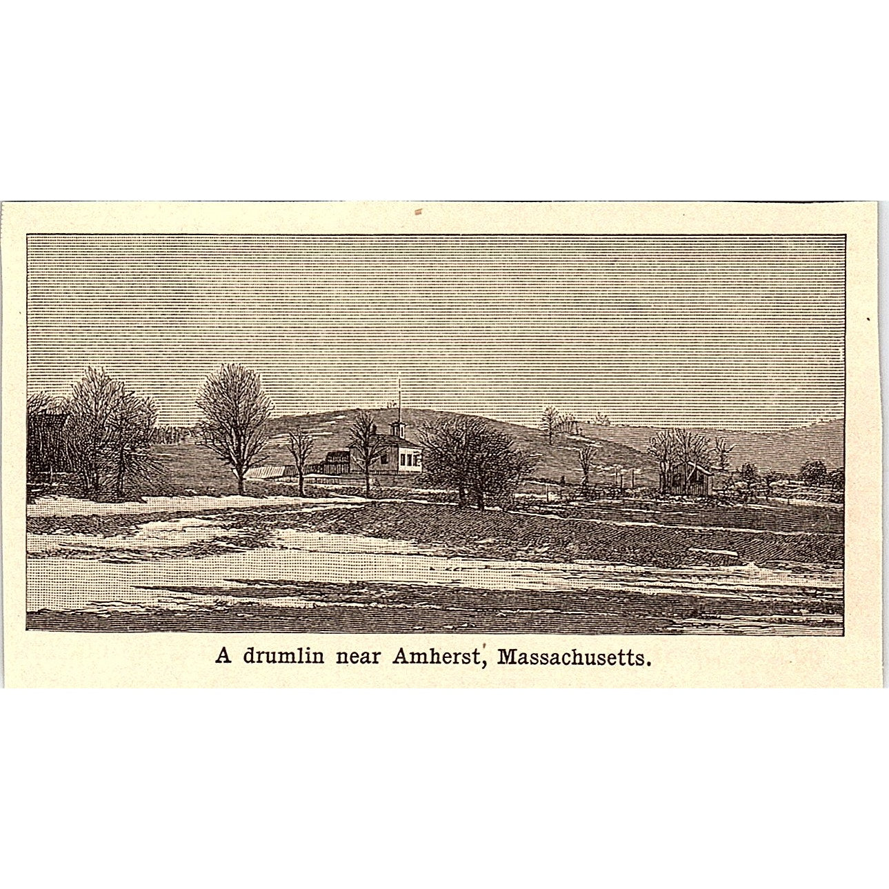 A Drumlin Near Amherst MA 3x4" 1901 Engraving AF6-M10