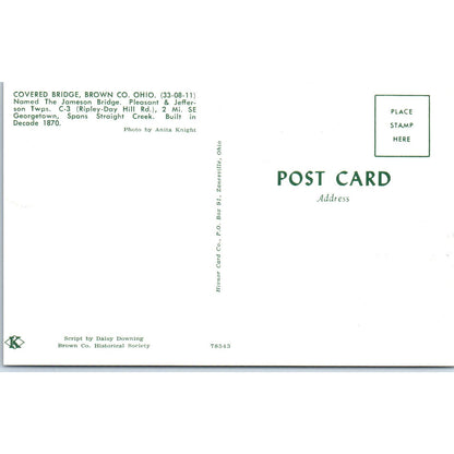 Jameson Bridge Brown Co Georgetown Straight Creek Covered Bridge Postcard PB10