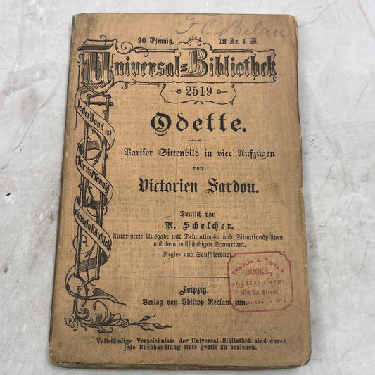 c1900 Universal Bibliothek - Odette - Victorien Sardou German Book TJ6-OB
