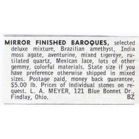 L.A. Meyer Mirror Finished Baroques Findlay Ohio 1964 Magazine Ad AK6-S8