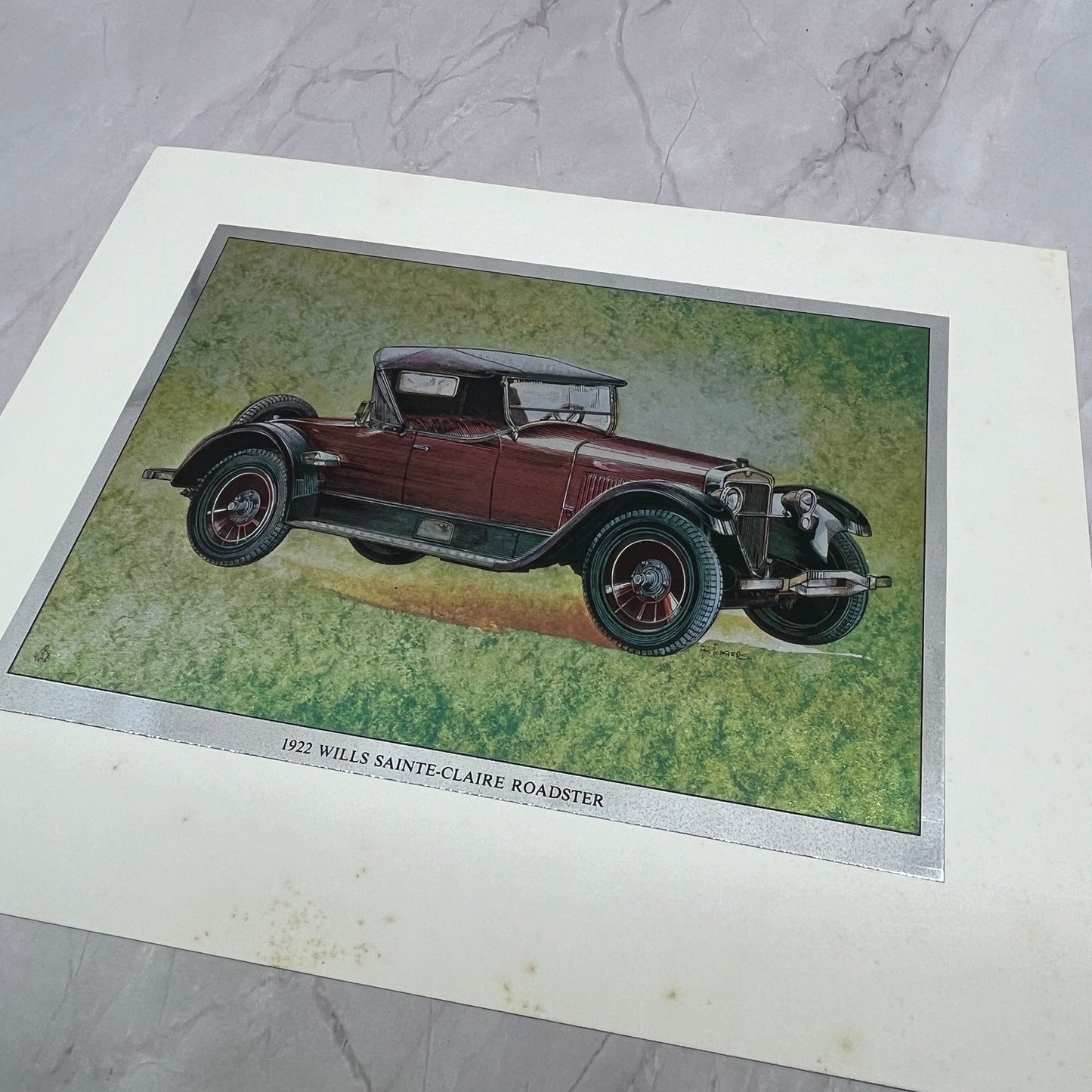 1922 Wills Sainte-Claire Roadster Automobile Vtg Chromatic Foil Etch 8x10" V18