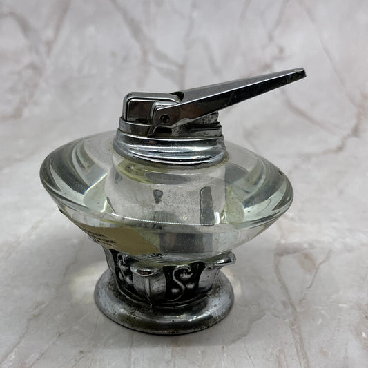 Vintage Art Deco Ronson Glass and Chrome Nordic Table Lighter TL27